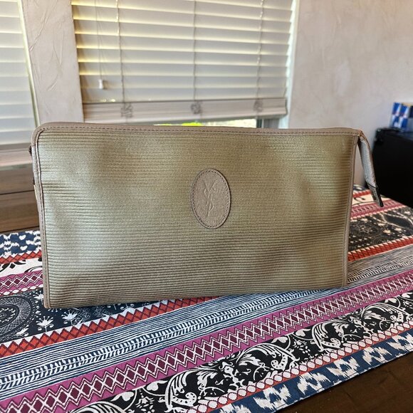 YSL Vintage Beige Extra Large Clutch Second Bag with Digital COA, Torn Strap - Picture 1 of 13